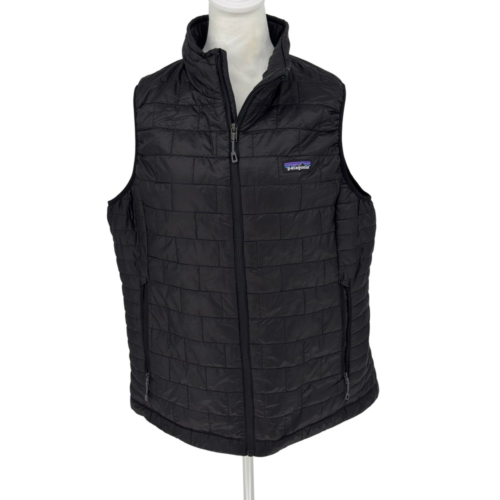 Patagonia Black Quilted Down Vest Womens XL Full Zip Puffer Insulated Outerwear
